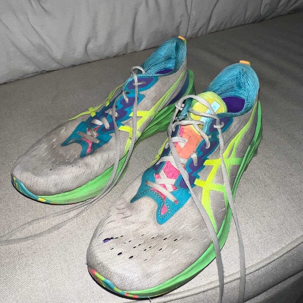 Asics Gray and Neon Athletic Shoes